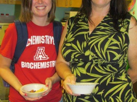 Jennifer Autz alongside a student in a CBC shirt