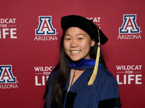 Beverly Feng in cap and gown
