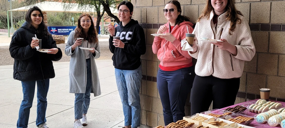 Students experiencing the cool weather while enjoying Cookies and Coco with CBC