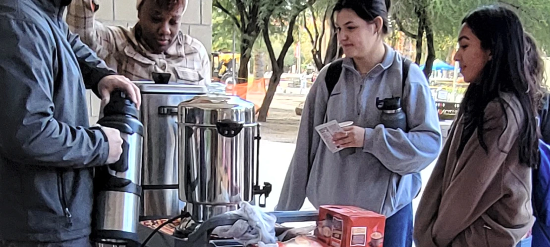 Students waiting for more Cookies and Coco with CBC