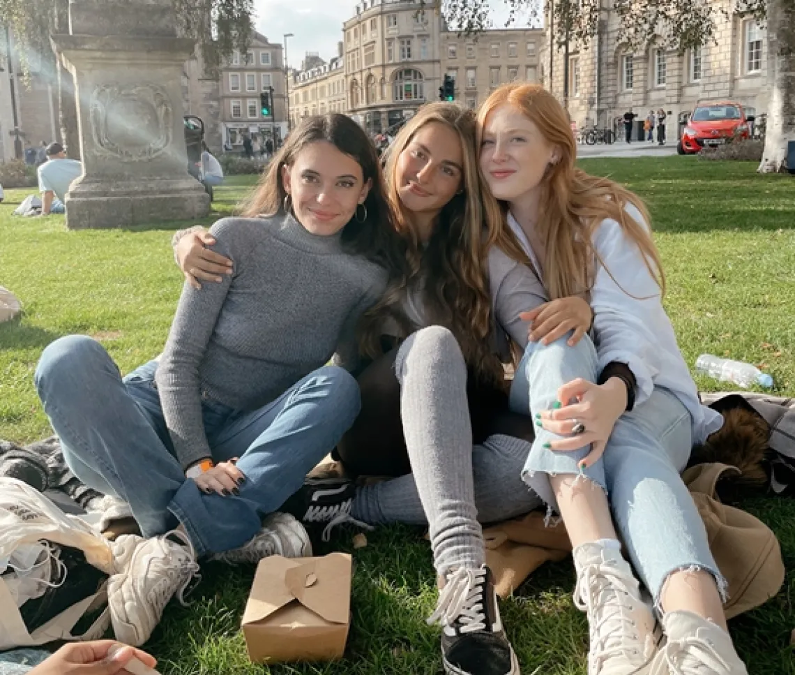Claire and friends sitting together