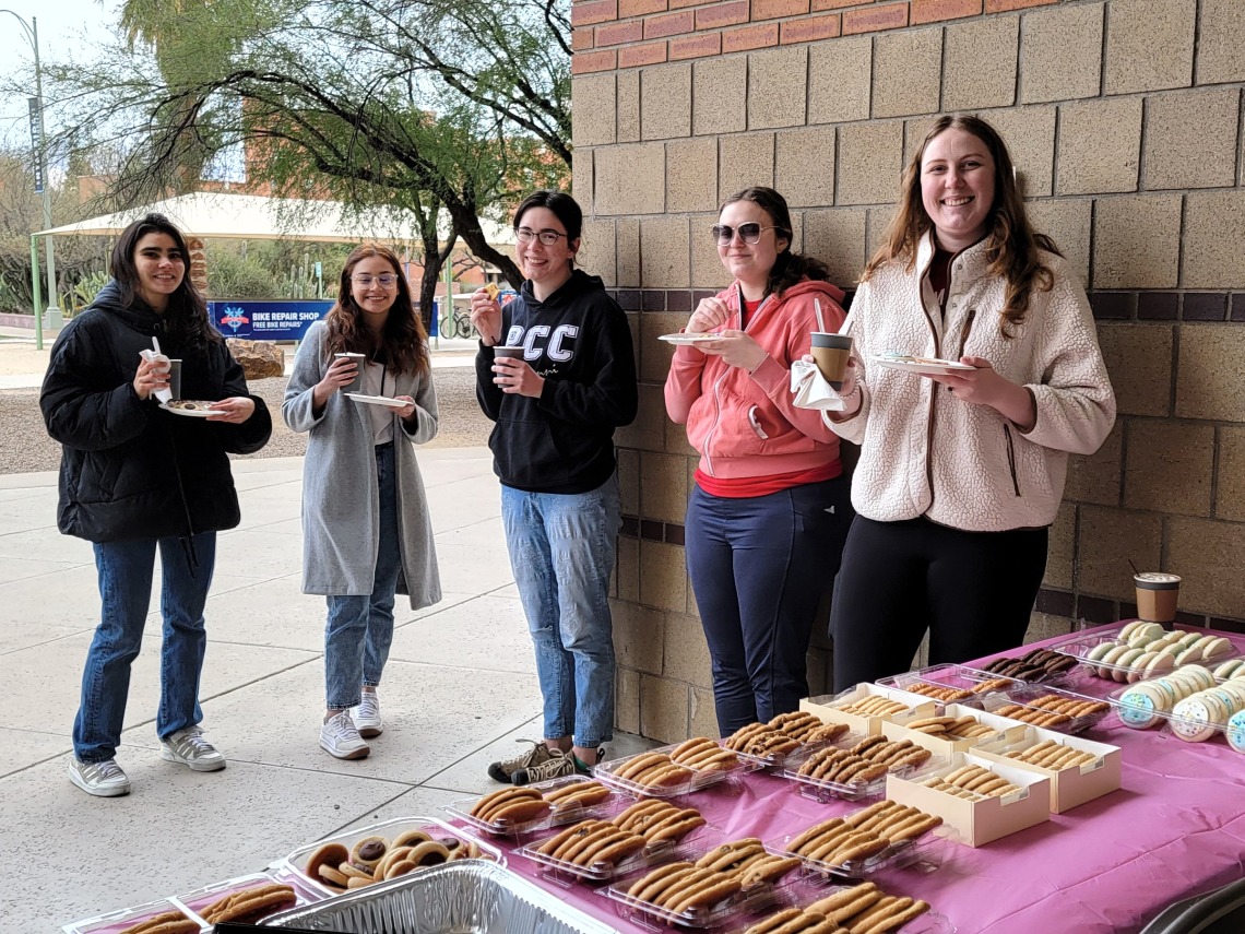 Students experiencing the cool weather while enjoying Cookies and Coco with CBC