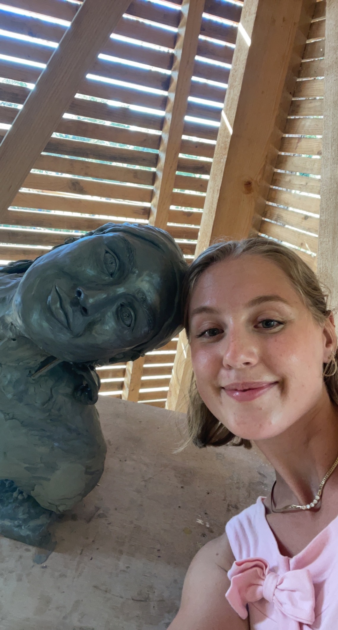 photo of Madisson O'Callaghan with a self sculpture