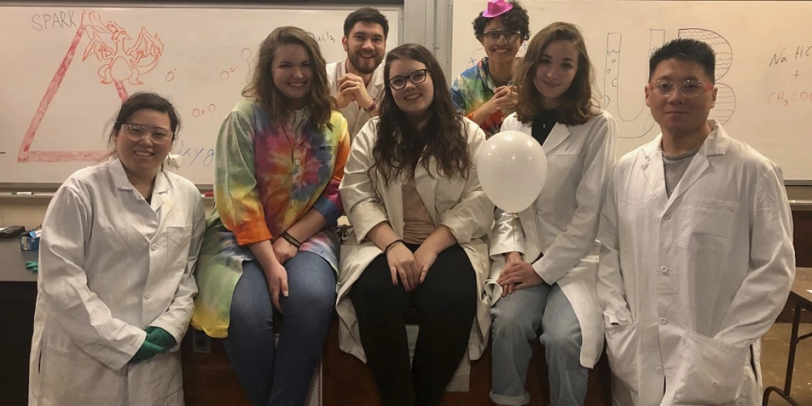 Help Take Chemistry "Magic" Shows to Local Classrooms Group photo of chemistry students in classroom