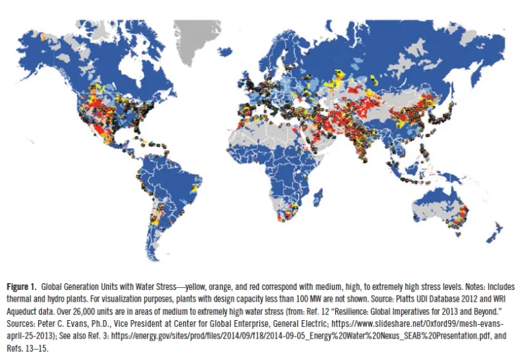 Picture representing global generation units with water stress