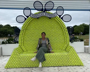 Anna sitting down